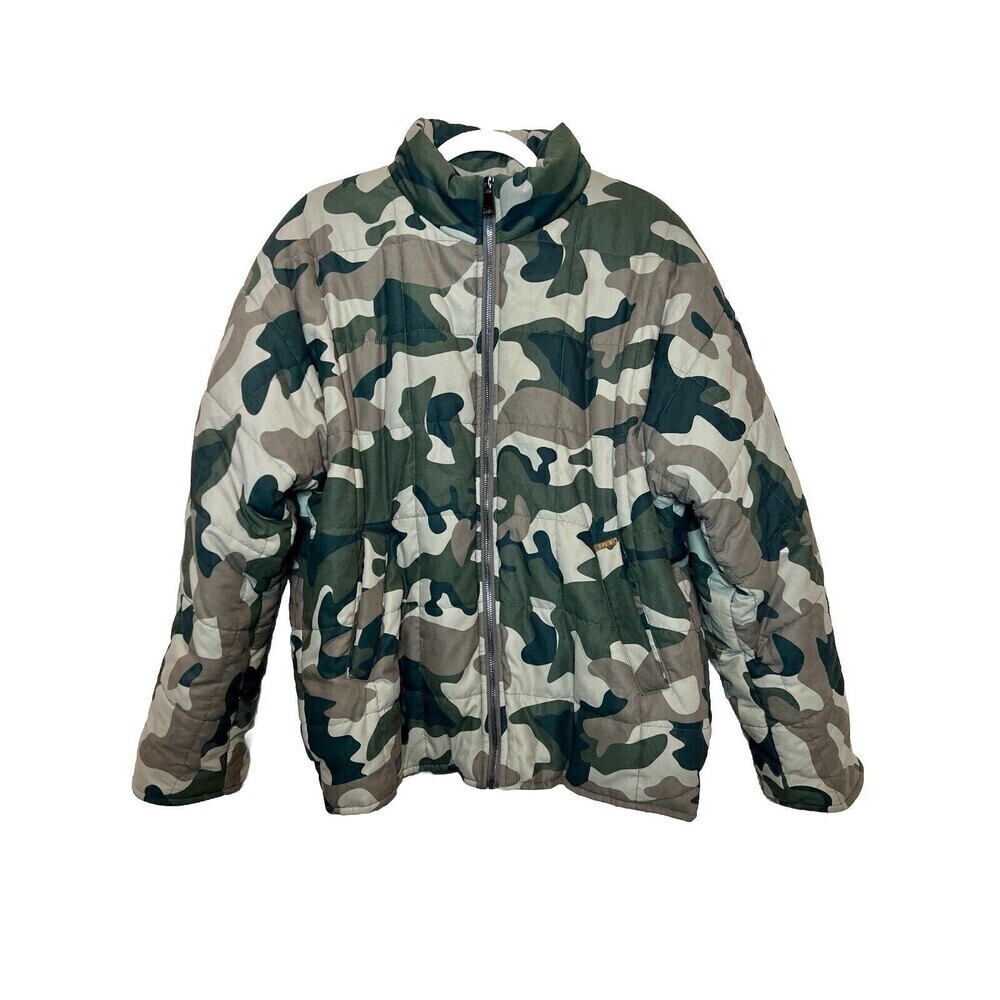 Detre‎ Women's Camo Bomber Puffer Jacket Lined Full Zip Gorpcore Size Medium